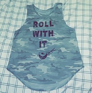 Camoflauge "roll with it" tank top